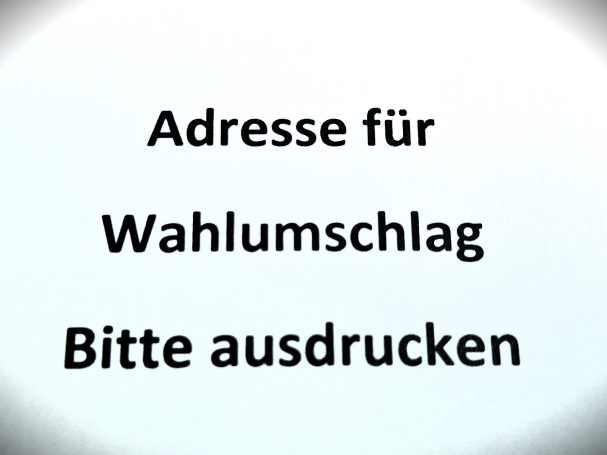 Adresse Wahlumschlag